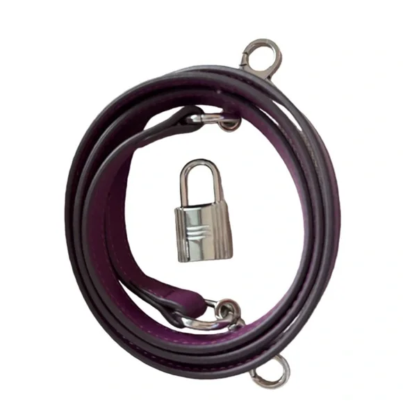 Designer- style Purple Top-Grain Leather Handbag - Picture 8 of 10